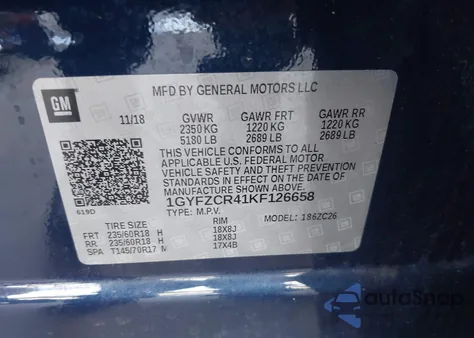 2019 Cadillac Xt4 Premium Luxury z USA, uszkodzony, nr VIN 1GYFZCR41KF126658